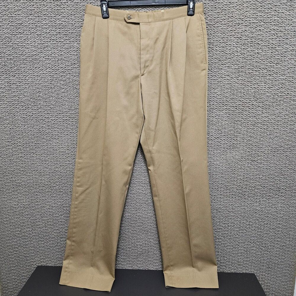 SANSABELT Men’s Classic Fit Pleated Khaki Dress Pants Tan USA Size 34x32